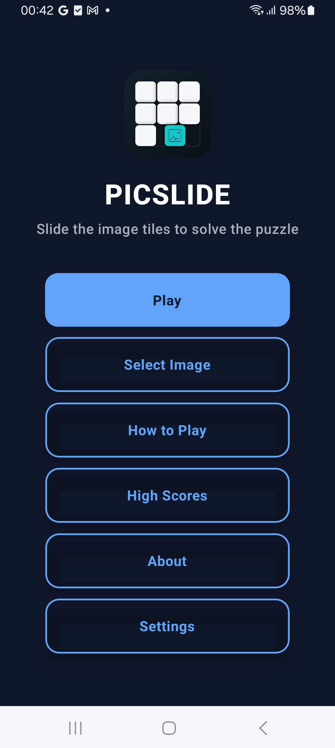 Slide Master App Home Screen